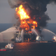 The now famous image of the US Coast Guard responding to the Deepwater Horizon explosion